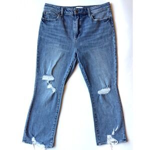 Pistola Lennon High Rise Straight Leg Distressed Stretch Jeans-Medium Wash-Sz 32